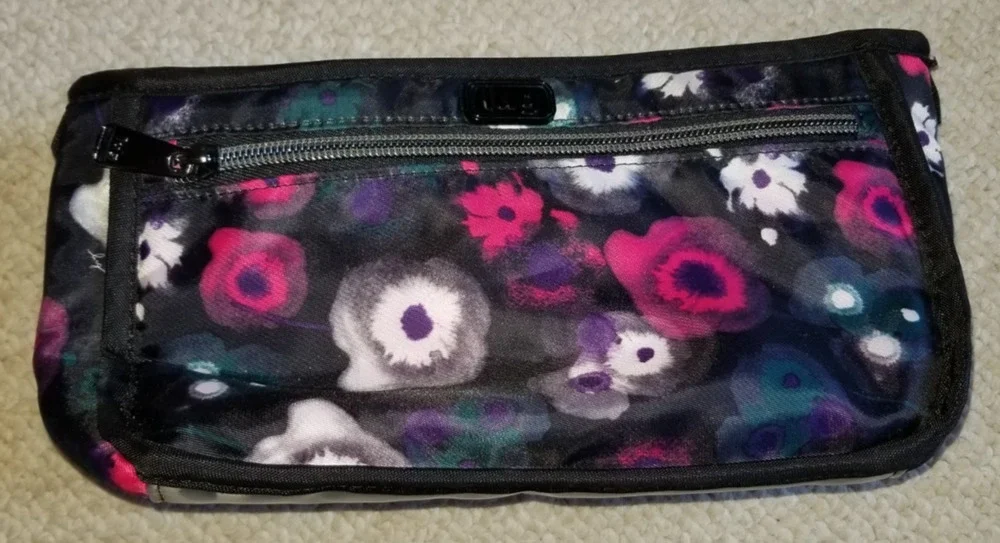 Womens Cosmetic Bag-LUG-black/pink floral watercolor 'Parasail Cosmetic Bag'
